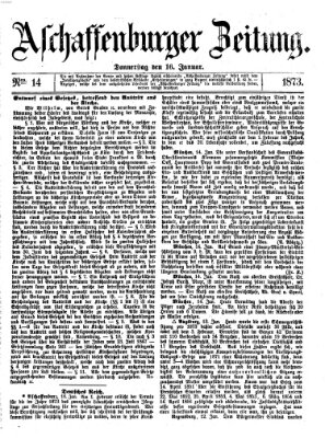 Aschaffenburger Zeitung Donnerstag 16. Januar 1873