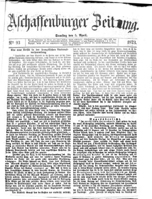 Aschaffenburger Zeitung Samstag 5. April 1873