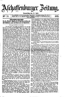 Aschaffenburger Zeitung Donnerstag 31. Juli 1873