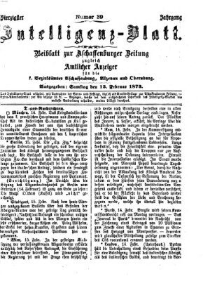 Aschaffenburger Zeitung Samstag 15. Februar 1873