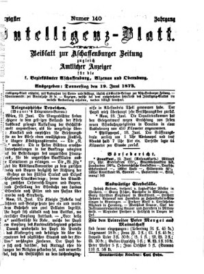 Aschaffenburger Zeitung Donnerstag 19. Juni 1873