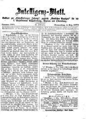 Aschaffenburger Zeitung Donnerstag 4. Dezember 1873