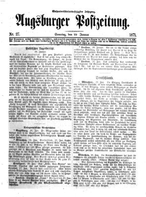 Augsburger Postzeitung Sonntag 29. Januar 1871