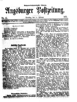 Augsburger Postzeitung Dienstag 14. Februar 1871