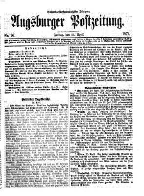 Augsburger Postzeitung Freitag 21. April 1871