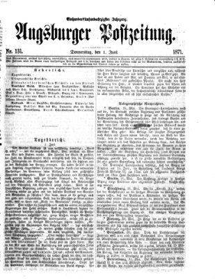 Augsburger Postzeitung Donnerstag 1. Juni 1871
