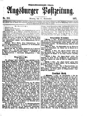 Augsburger Postzeitung Montag 11. September 1871