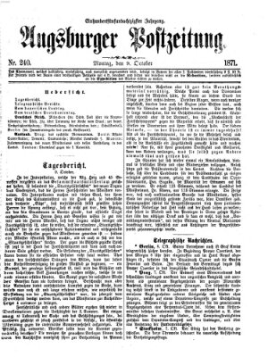 Augsburger Postzeitung Montag 9. Oktober 1871