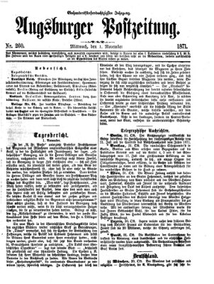 Augsburger Postzeitung Mittwoch 1. November 1871