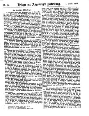 Augsburger Postzeitung Mittwoch 1. November 1871
