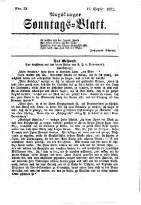 Augsburger Sonntagsblatt (Augsburger Postzeitung) Sonntag 17. September 1871