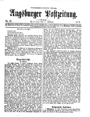 Augsburger Postzeitung Donnerstag 22. Februar 1872