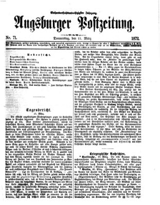 Augsburger Postzeitung Donnerstag 21. März 1872