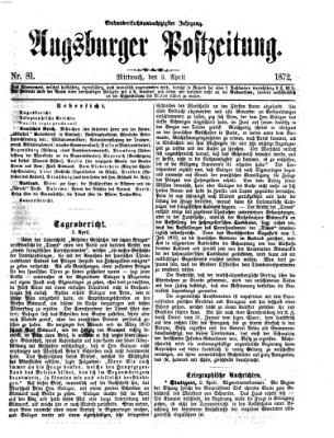 Augsburger Postzeitung Mittwoch 3. April 1872
