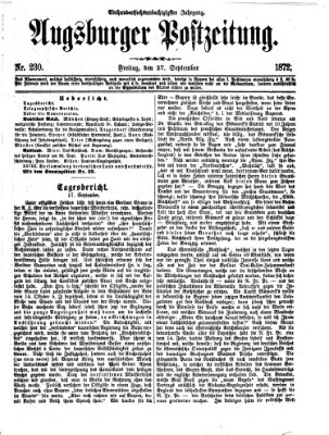 Augsburger Postzeitung Freitag 27. September 1872