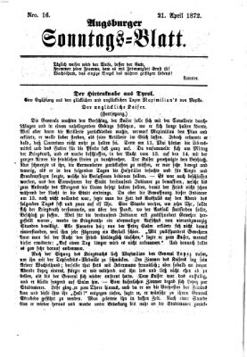 Augsburger Sonntagsblatt (Augsburger Postzeitung) Sonntag 21. April 1872