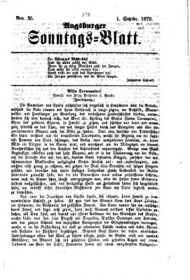 Augsburger Sonntagsblatt (Augsburger Postzeitung) Sonntag 1. September 1872