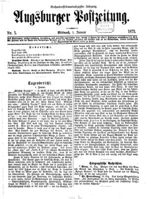 Augsburger Postzeitung Mittwoch 1. Januar 1873