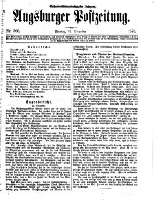 Augsburger Postzeitung Montag 22. Dezember 1873