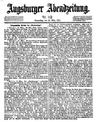 Augsburger Abendzeitung Donnerstag 23. März 1871