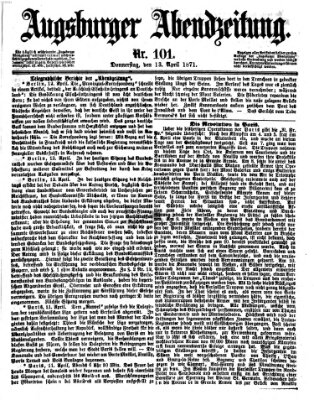 Augsburger Abendzeitung Donnerstag 13. April 1871