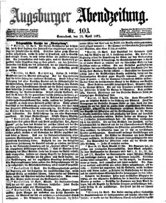 Augsburger Abendzeitung Samstag 15. April 1871