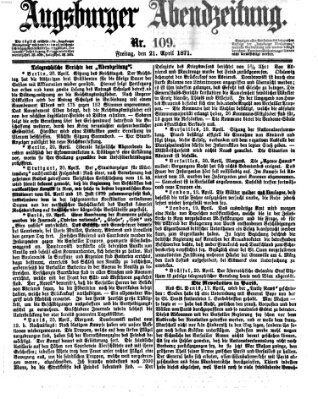 Augsburger Abendzeitung Freitag 21. April 1871