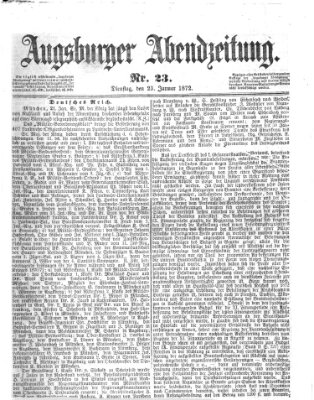 Augsburger Abendzeitung Dienstag 23. Januar 1872