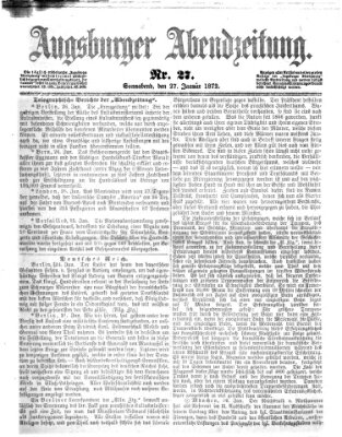 Augsburger Abendzeitung Samstag 27. Januar 1872