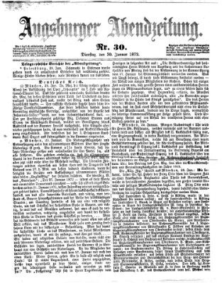Augsburger Abendzeitung Dienstag 30. Januar 1872