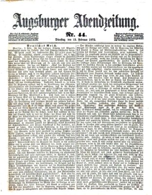 Augsburger Abendzeitung Dienstag 13. Februar 1872