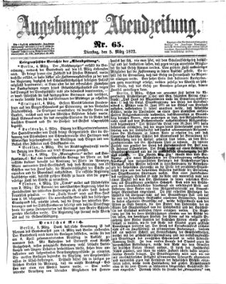 Augsburger Abendzeitung Dienstag 5. März 1872