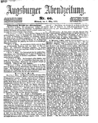 Augsburger Abendzeitung Mittwoch 6. März 1872