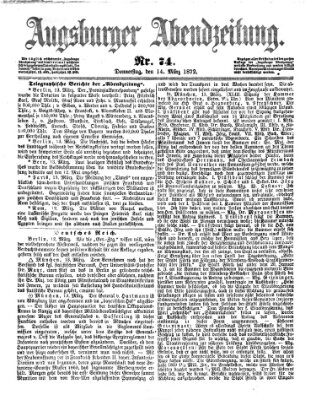 Augsburger Abendzeitung Donnerstag 14. März 1872