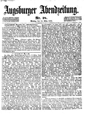 Augsburger Abendzeitung Montag 18. März 1872
