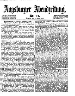 Augsburger Abendzeitung Dienstag 2. April 1872