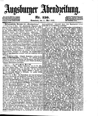 Augsburger Abendzeitung Samstag 11. Mai 1872