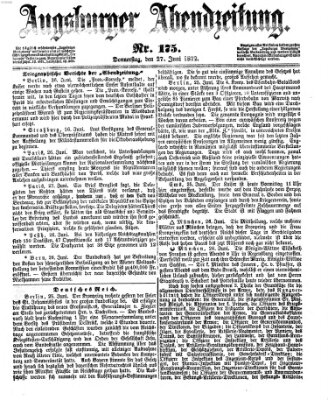 Augsburger Abendzeitung Donnerstag 27. Juni 1872