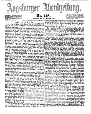 Augsburger Abendzeitung Dienstag 20. August 1872
