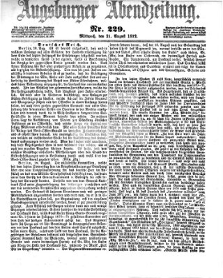 Augsburger Abendzeitung Mittwoch 21. August 1872