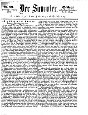 Der Sammler (Augsburger Abendzeitung) Donnerstag 15. Februar 1872