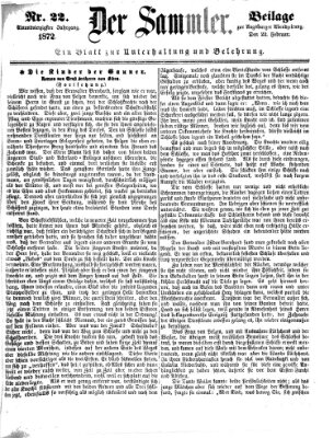 Der Sammler (Augsburger Abendzeitung) Donnerstag 22. Februar 1872