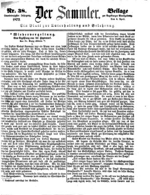 Der Sammler (Augsburger Abendzeitung) Donnerstag 4. April 1872