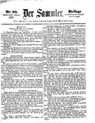 Der Sammler (Augsburger Abendzeitung) Donnerstag 22. August 1872