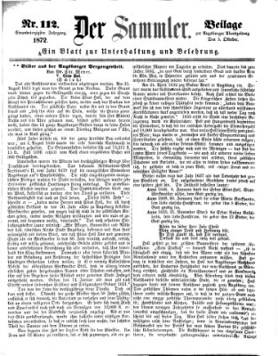 Der Sammler (Augsburger Abendzeitung) Samstag 5. Oktober 1872