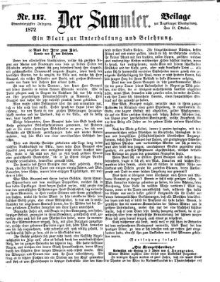 Der Sammler (Augsburger Abendzeitung) Donnerstag 17. Oktober 1872