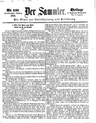 Der Sammler (Augsburger Abendzeitung) Dienstag 3. Dezember 1872