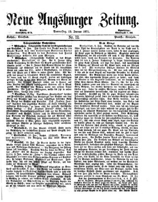 Neue Augsburger Zeitung Donnerstag 12. Januar 1871