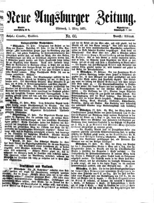 Neue Augsburger Zeitung Mittwoch 1. März 1871