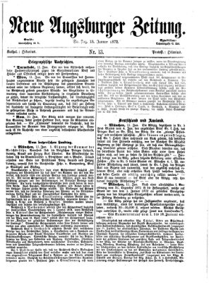 Neue Augsburger Zeitung Samstag 13. Januar 1872